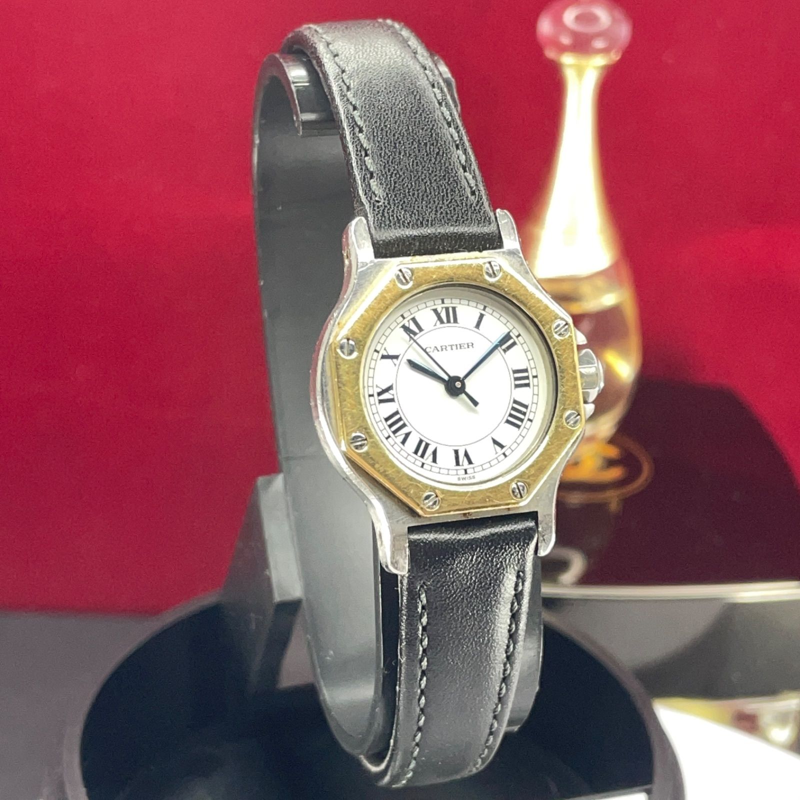 18KYGコンビ 80s カルティエ サントス オクタゴン 自動巻 腕時計 18KYGコンビ 80s カルティエ サントス オクタゴン 自動巻 腕時計