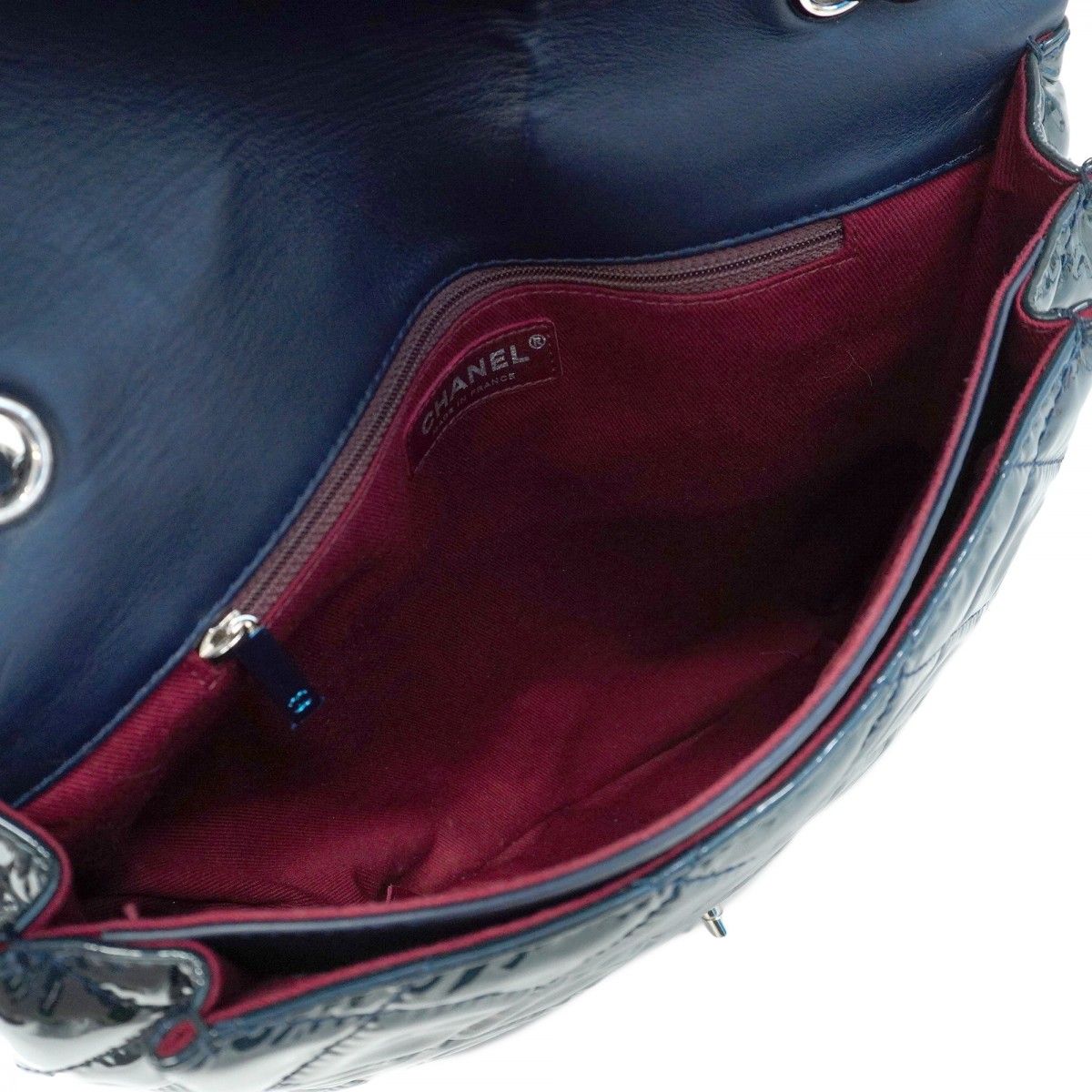 シャネル マトラッセ レザー×パテント ボストンバッグ ネイビー シルバー金具 5ia0187-h】シャネル ショルダーバッグ マトラッセ パテント