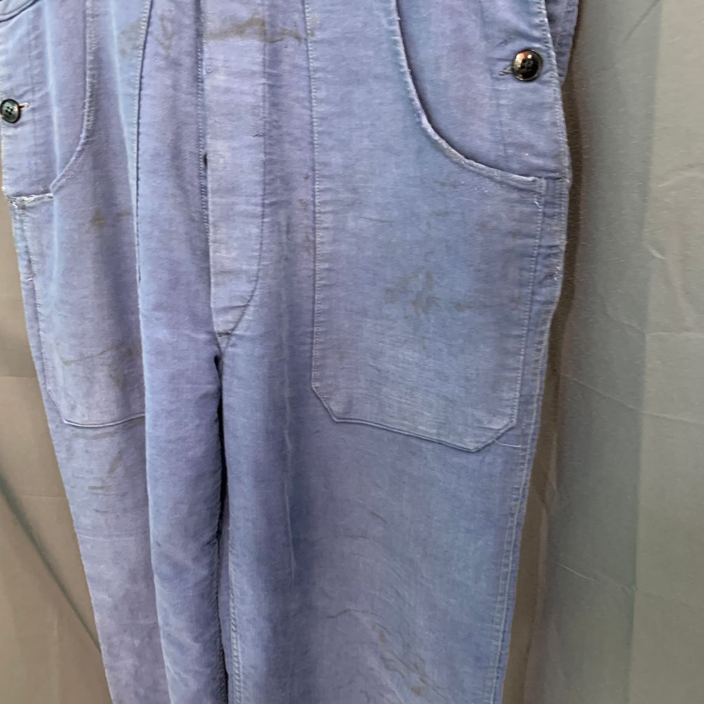 サマーセール！ 60s Euro Vintage unknown ユーロ ワーク ビンテージ モールスキン オーバーオール インクブルー No.I363 早い物勝ち