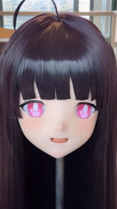 全頭マスク カツラ付き ロック付き NO.140 フルマスク ドール ヘッドロリータ人形 コスプレ マスク 変身 仮装 着ぐるみ