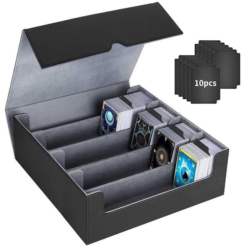 HIMOMO デッキケース 2400枚収納 大容量 4列、マグネットローダー トレカケース用 ケース PU レザー 縦型ゲームカードボックス、10つの仕切り付きトレカケース デッキケース カード PUレザー ストレージボックス カードケース トレーディング 0