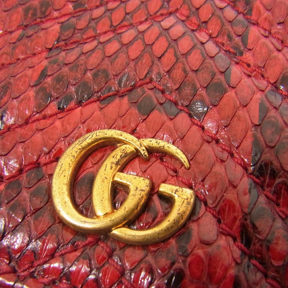 GUCCI グッチ 折り財布 パイソン マーモント 赤 レッド ミニウォレット GUCCI グッチ 466492 パイソン GGマーモント 二つ折り財布