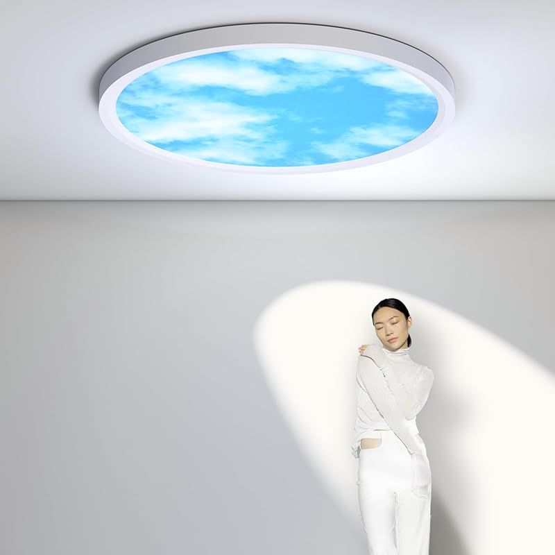 Antree LED シーリングライト 6畳~8畳 30W 3600LM 間接光常夜灯 おしゃれ 天井照明器具 リモコン付き 調光調色 省エネ 極薄型 室内灯 電気 蛍光灯 Ceiling Light 空ライト 空 寝室/リビング/キッチンに適