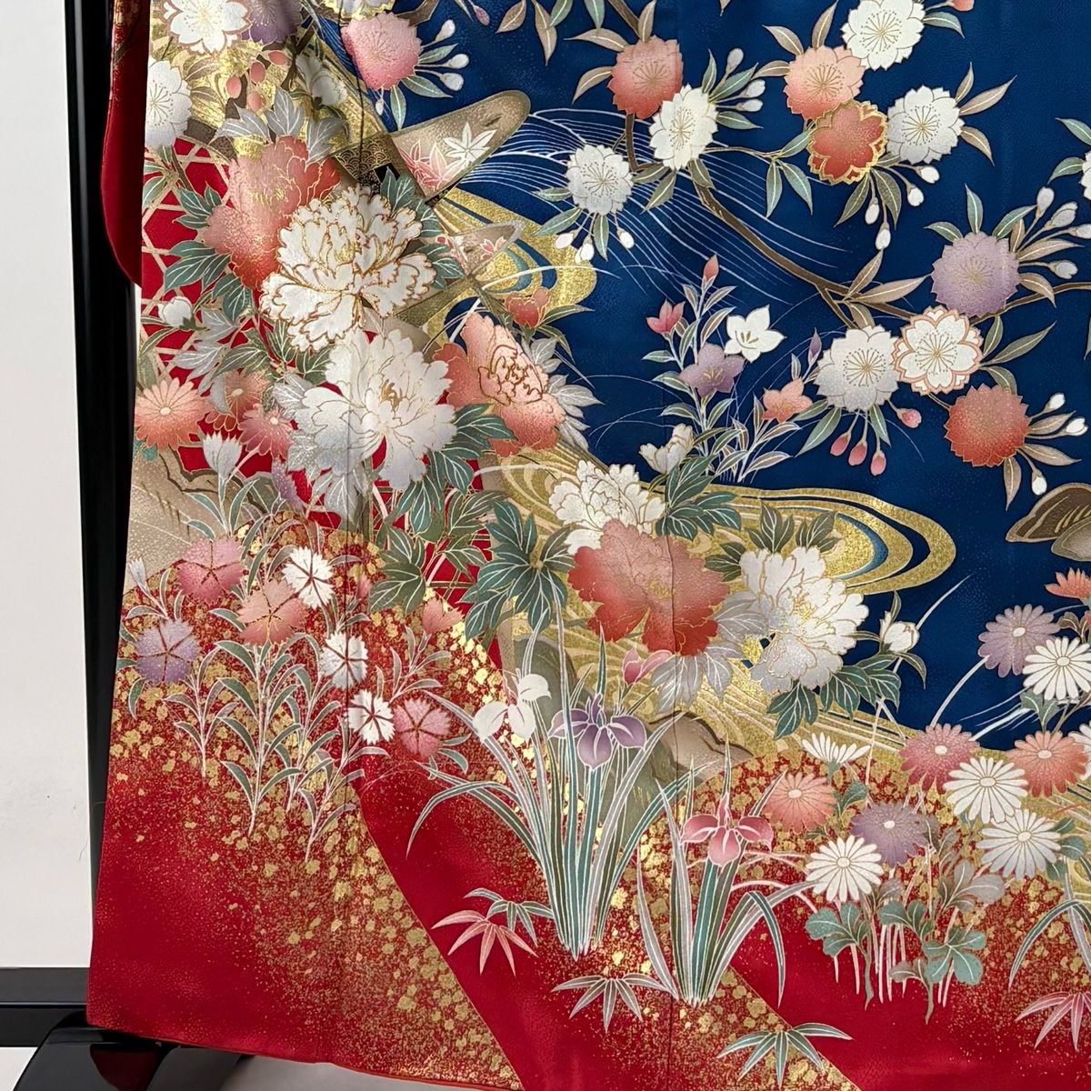 振袖 身丈168cm 裄丈67cm M 袷 桜 草花 ぼかし からし色 正絹 秀