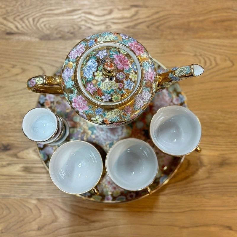 茶壺 中国製 景徳鎮 花鳥図 ﾁｬｲﾅﾚﾄﾛ ｸﾞﾘｰﾝ | 古家具古道具kuon