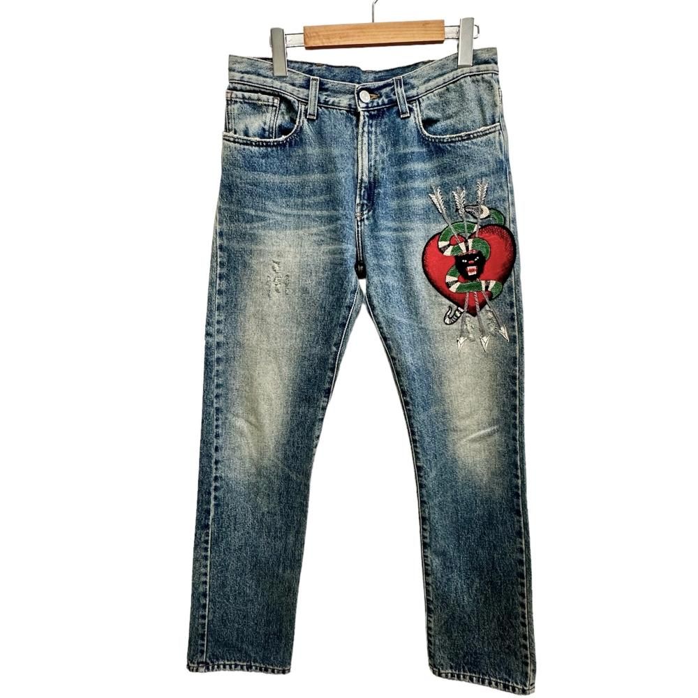 GUCCI|グッチ スネーク デニムパンツ コットン100％ ブルー メンズ 真子質店 GD