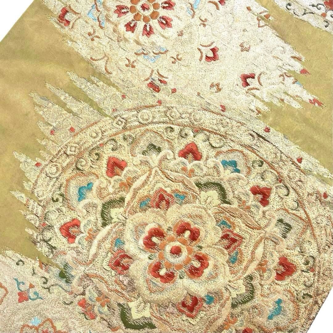 袋帯 美しい華柄模様 金糸 金色 O-3872 - メルカリ 