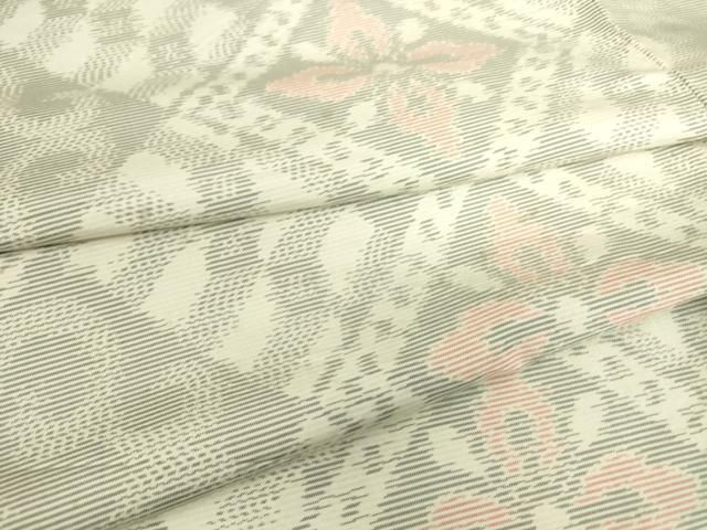 平和屋着物▽本場大島紬　白大島　単衣　菱花文　正絹　逸品　DAAS0194az 平和屋着物▽本場大島紬 白大島 単衣 菱花文 正絹 逸品 DAAS0194az