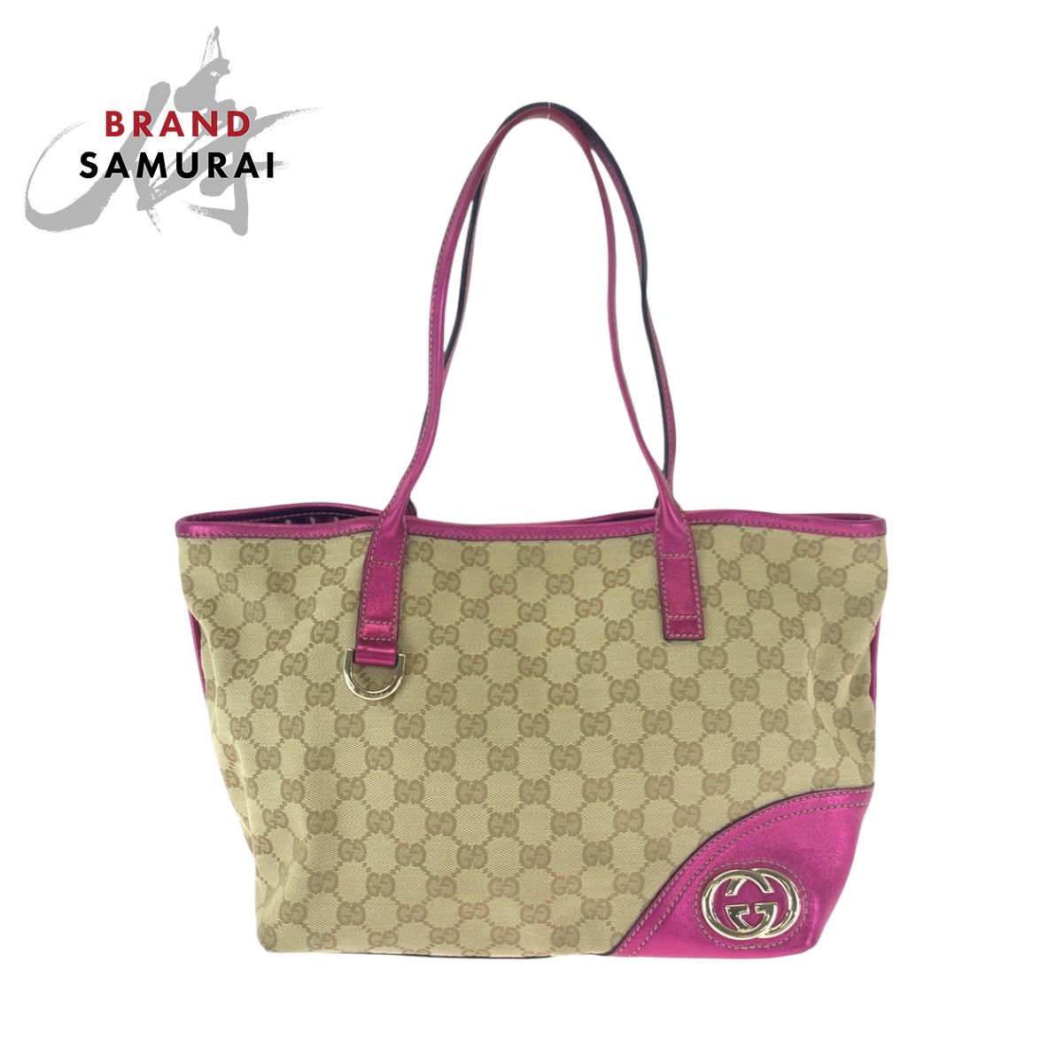 美品 GUCCI グッチ ニューブリット ベージュ ピンク ゴールド金具 GG 