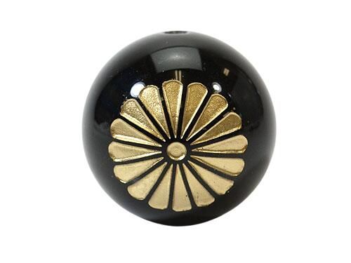 【彫刻ビーズ・彫りビーズ】菊紋 オニキス 金彫り 20mm玉ビーズ 一粒売り