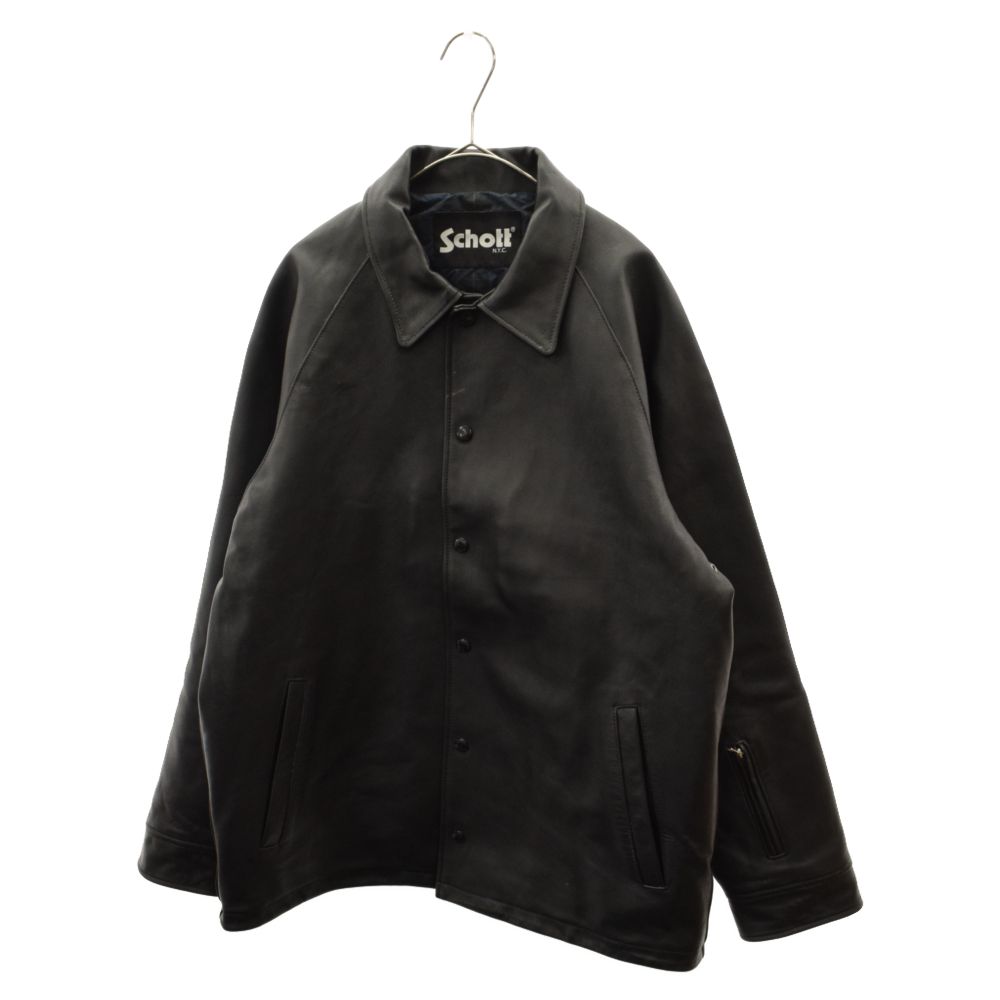 SOPHNET. (ソフネット) ×SCHOTT 22AW LEATHER COACH JACKET ショット レザーコーチジャケット ブラック  SOPH-222092