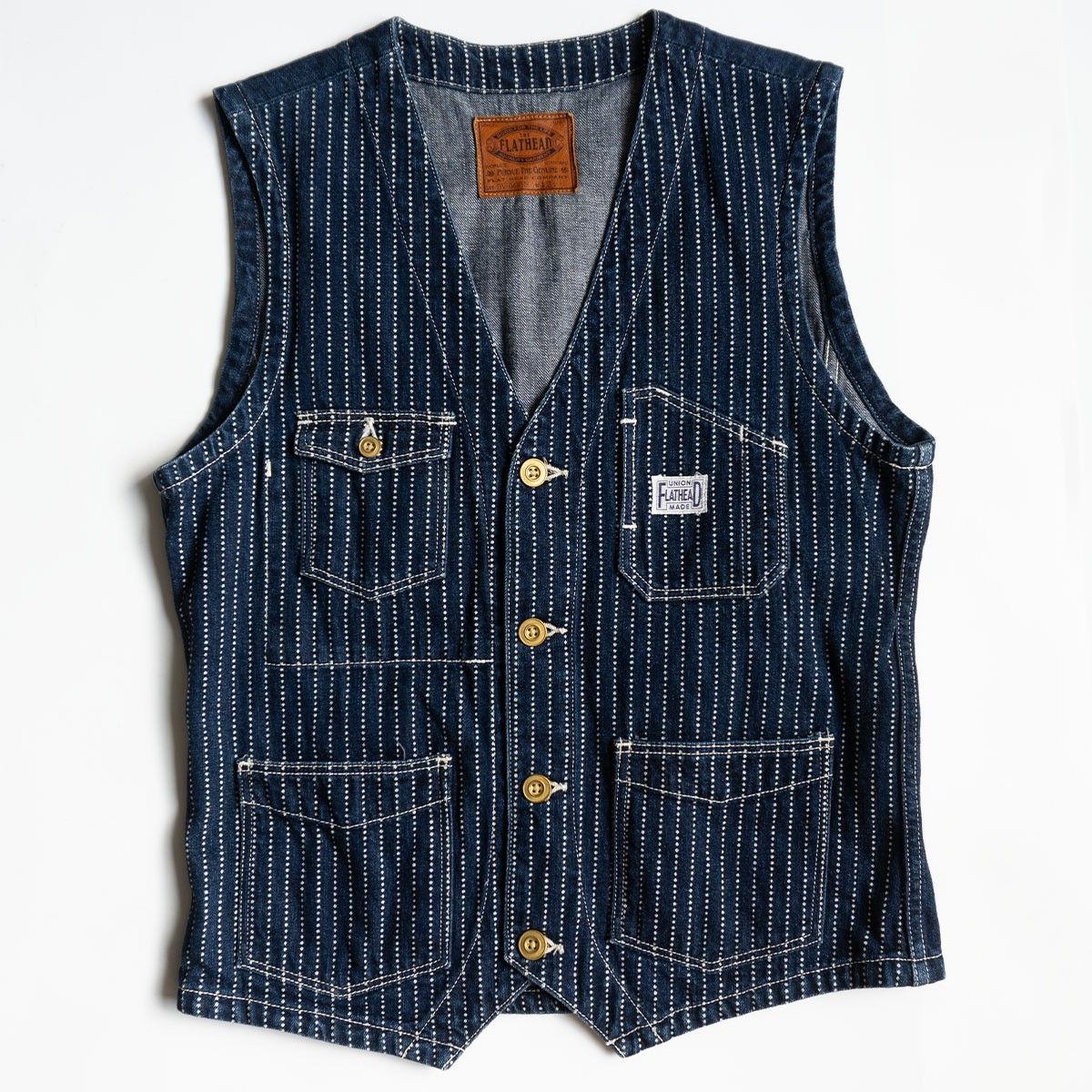 美品/ビッグサイズ】THE FLAT HEAD【DV-04WHS ウォバッシュ ベスト】42