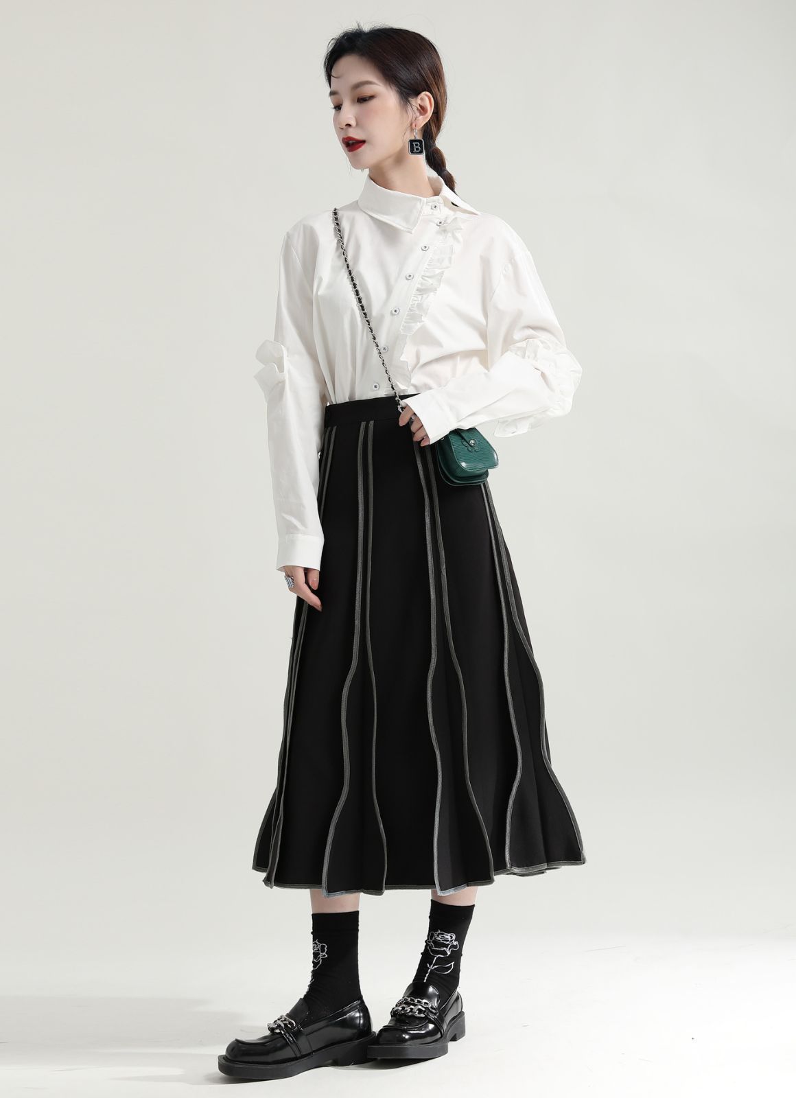 デザイン襟 長袖