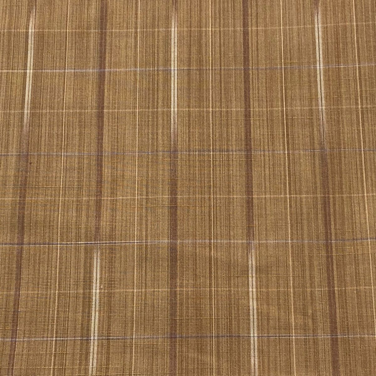 反物 秀品 紬 証紙 名匠秀逸 上織 格子 薄茶色 正絹