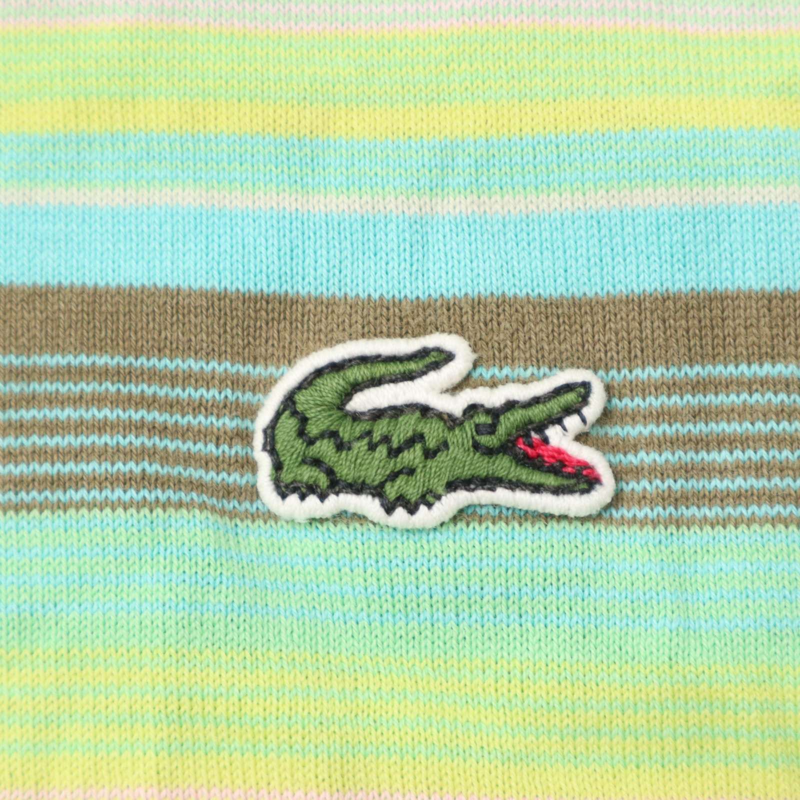 LACOSTE ラコステ 春夏 ワニ ロゴ刺繍☆ 半袖 マルチボーダー 