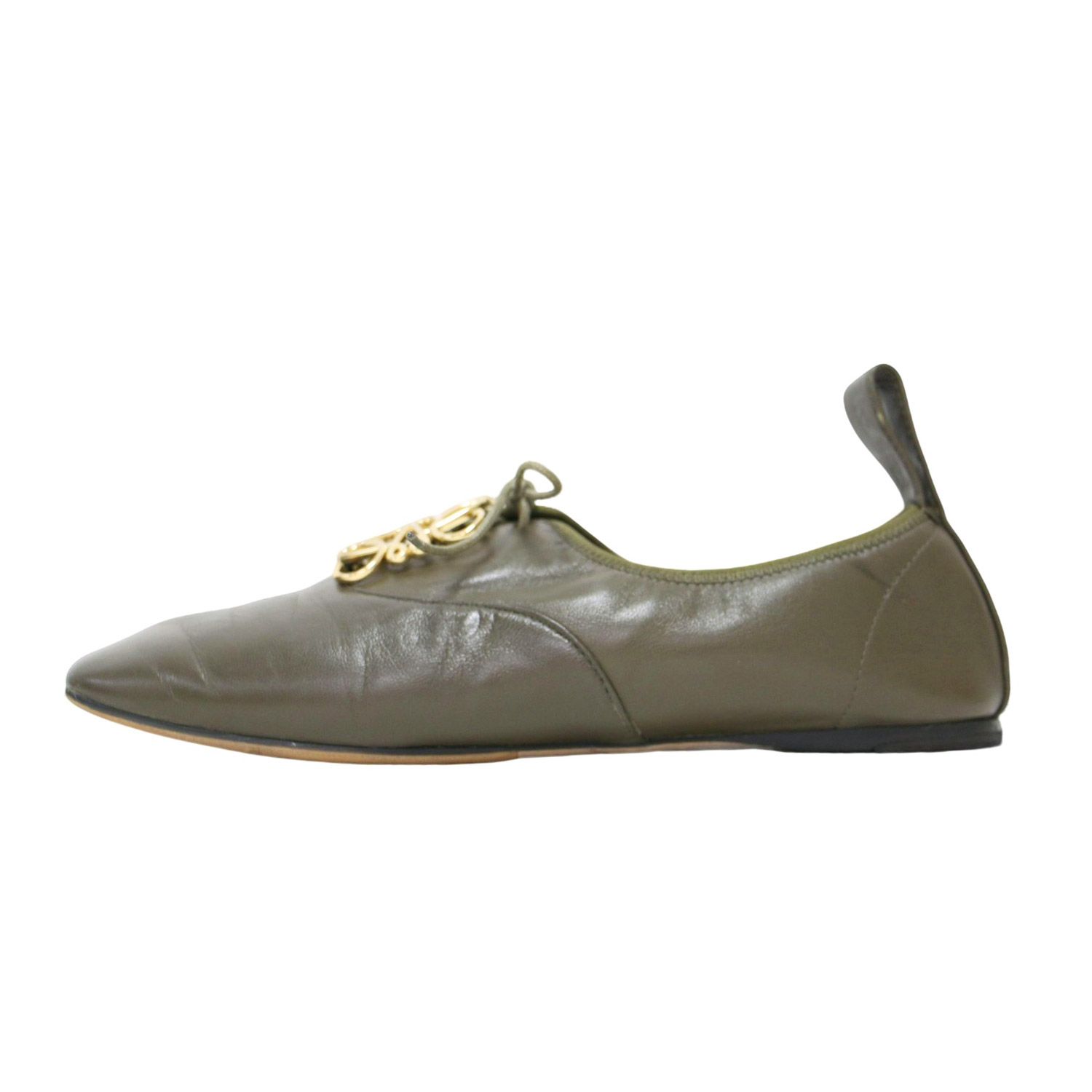 LOEWE ロエベ カーキ ゴールド サイズ:38(25.0cm) | アナグラム ソフト