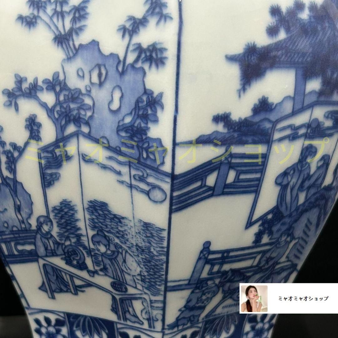 清乾隆青花花鸟六方将军罐 景徳鎮 陶磁器 装飾品 現代工芸品 美術品 置物 清乾隆青花花?六方将?罐 景徳鎮 陶磁器 装飾品 現代工芸品 美術