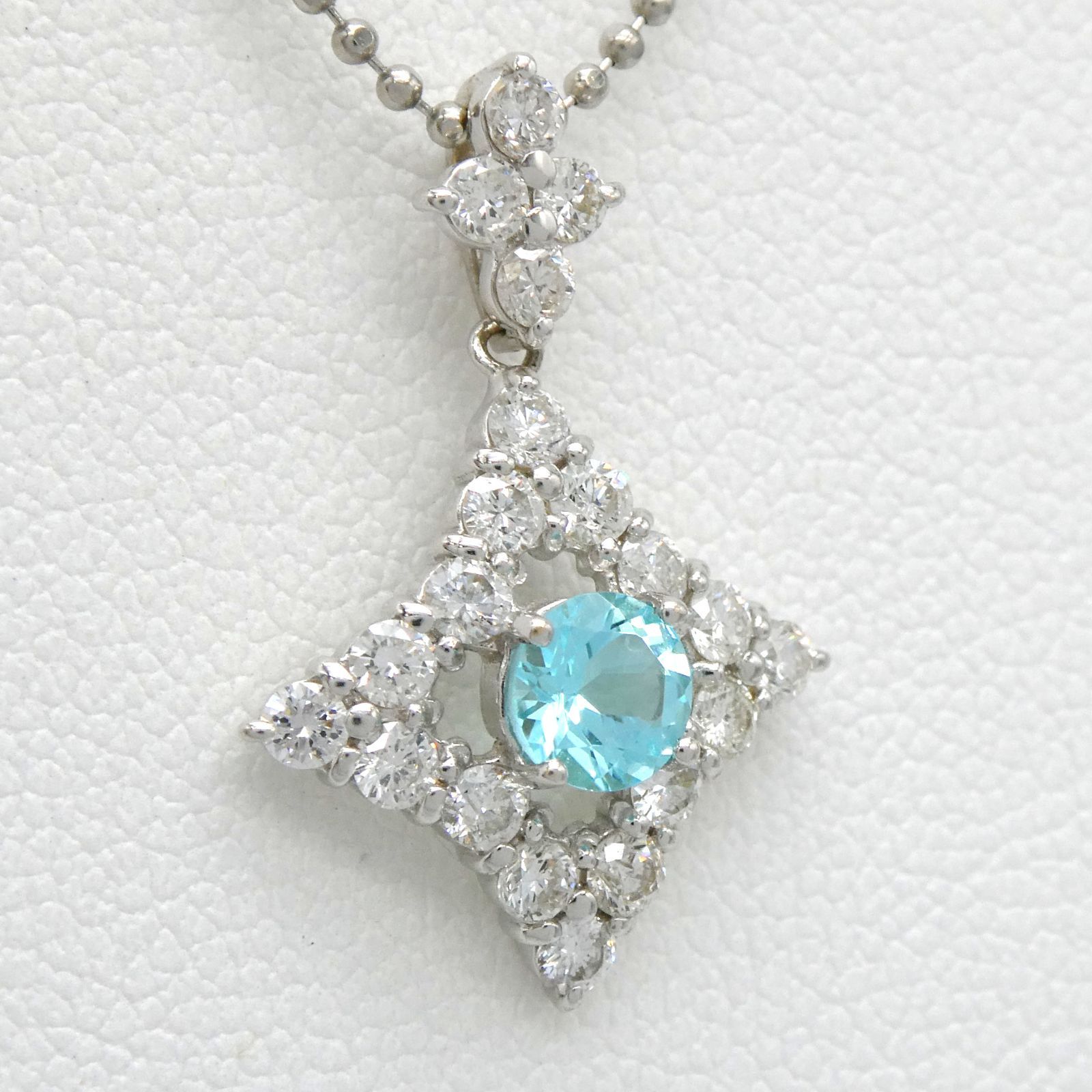 ネックレス Pt850/K18WG パライバトルマリン0.27ct ダイヤ0.5ct 40cm ...