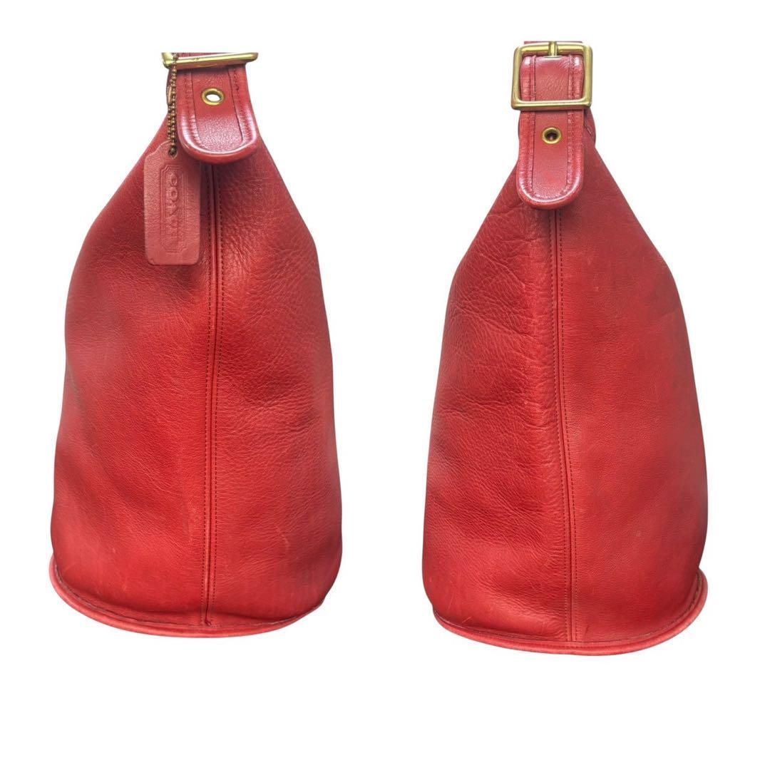 OLDCOACH オールドコーチ ショルダーバッグ タッフル バケツ 赤 オールドコーチ ☆ USA製 レザー ダッフル ショルダーバッグ