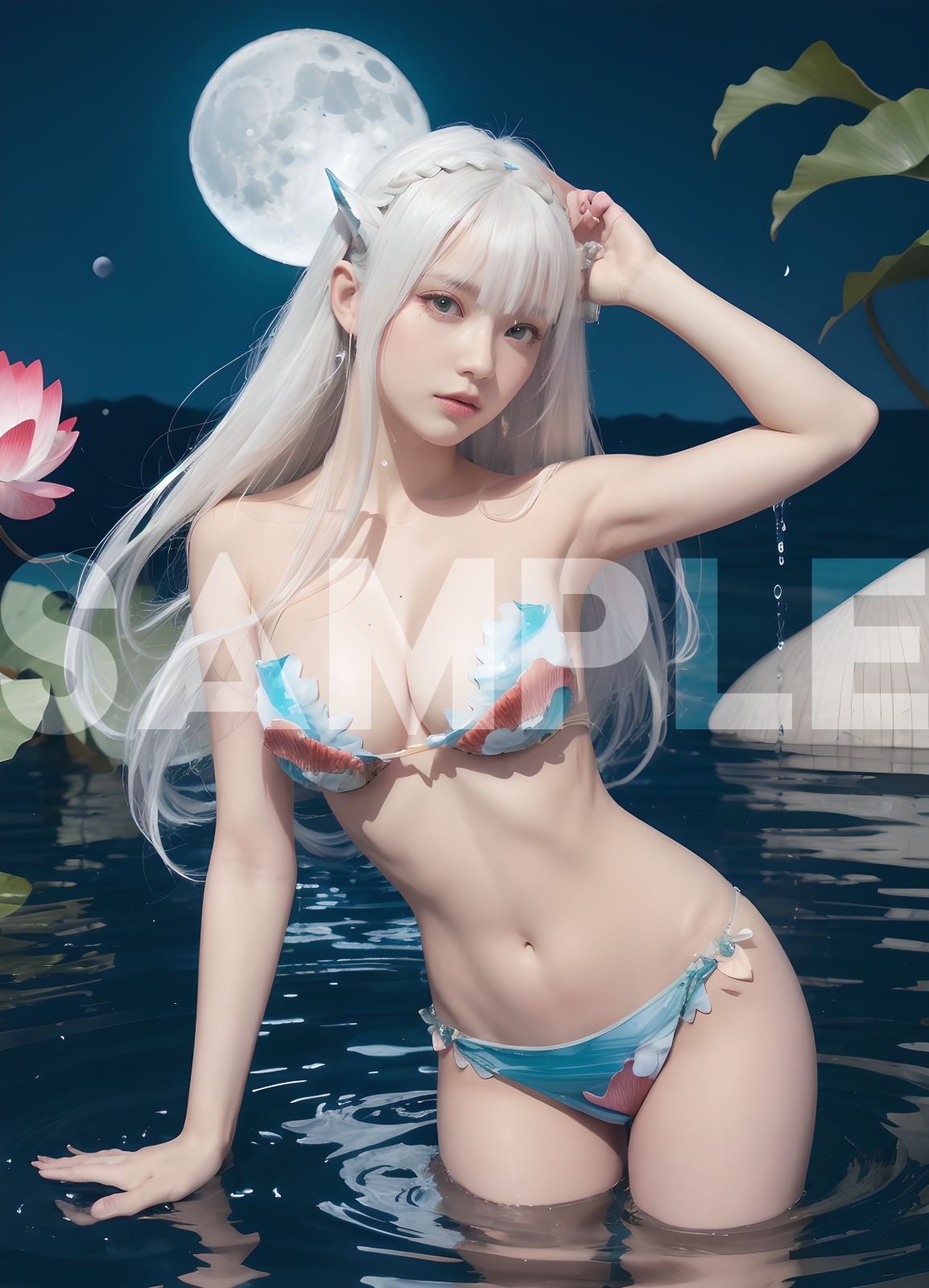 AI幻想美女 ポスター 匿名配送 アート A4 高画質 セクシー 水着姿お尻
