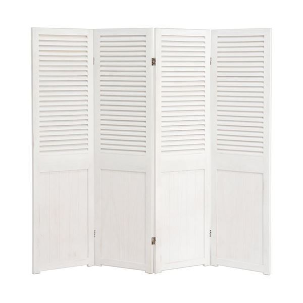 パーテーション 衝立 4連 約幅40cm アンティークホワイト 木製 桐材 リビング ダイニング インテリア家具 代引不可