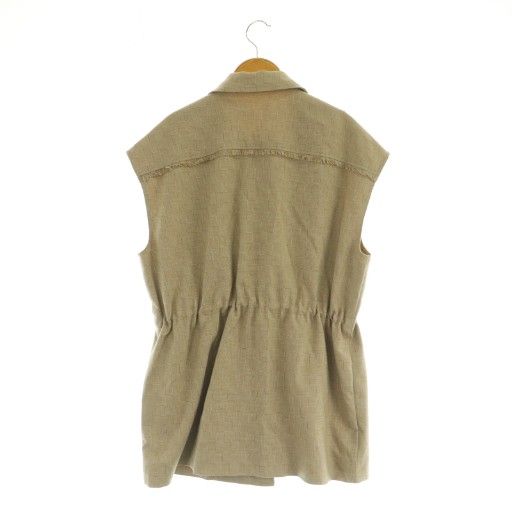 ルーニィ LOUNIE フリンジチェックジレ 38 ベージュ MY OS