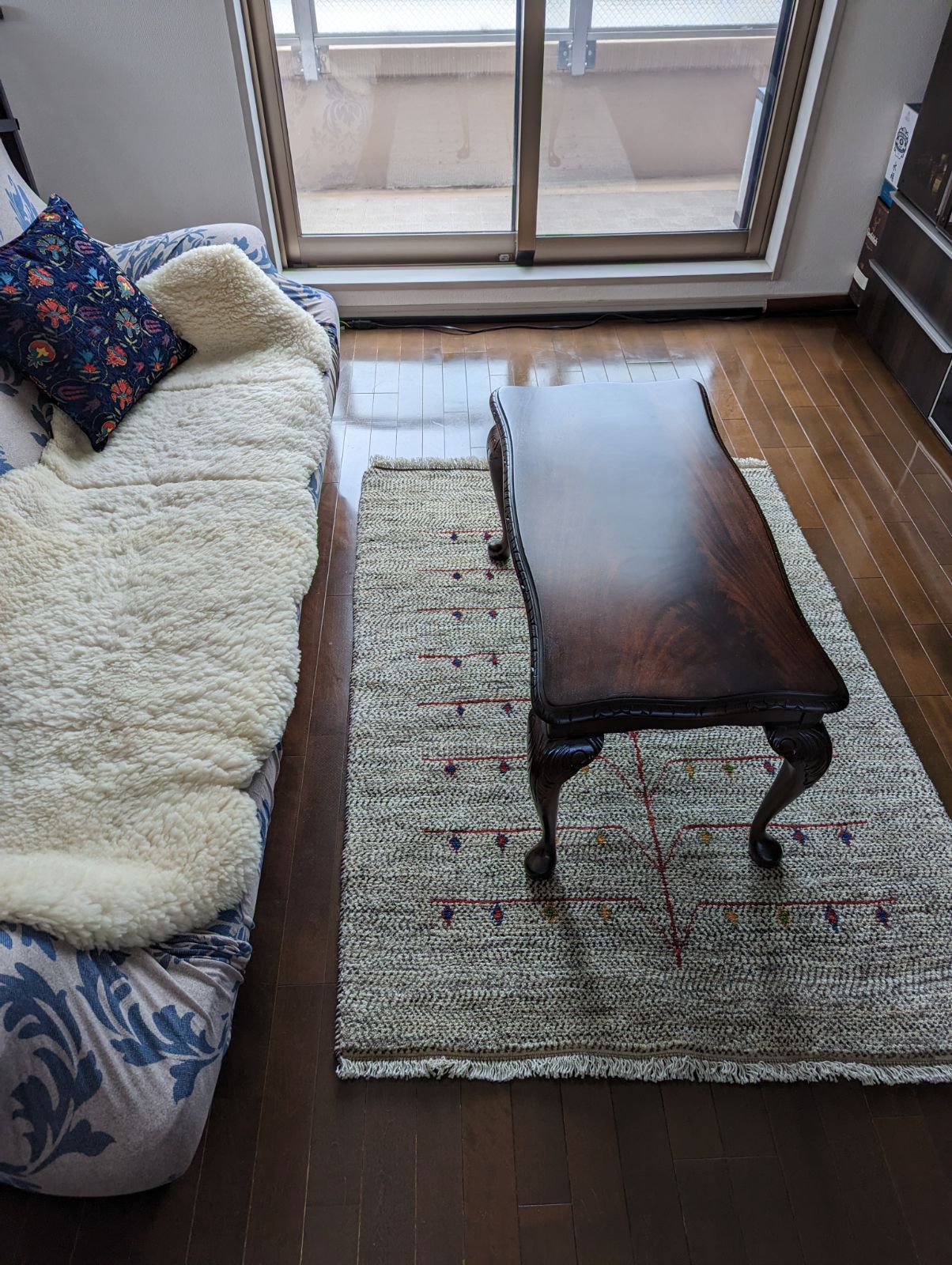 ペルシャ ギャッベ ミニランナー 116×40 茜色 生命の木 花 ペルシャ