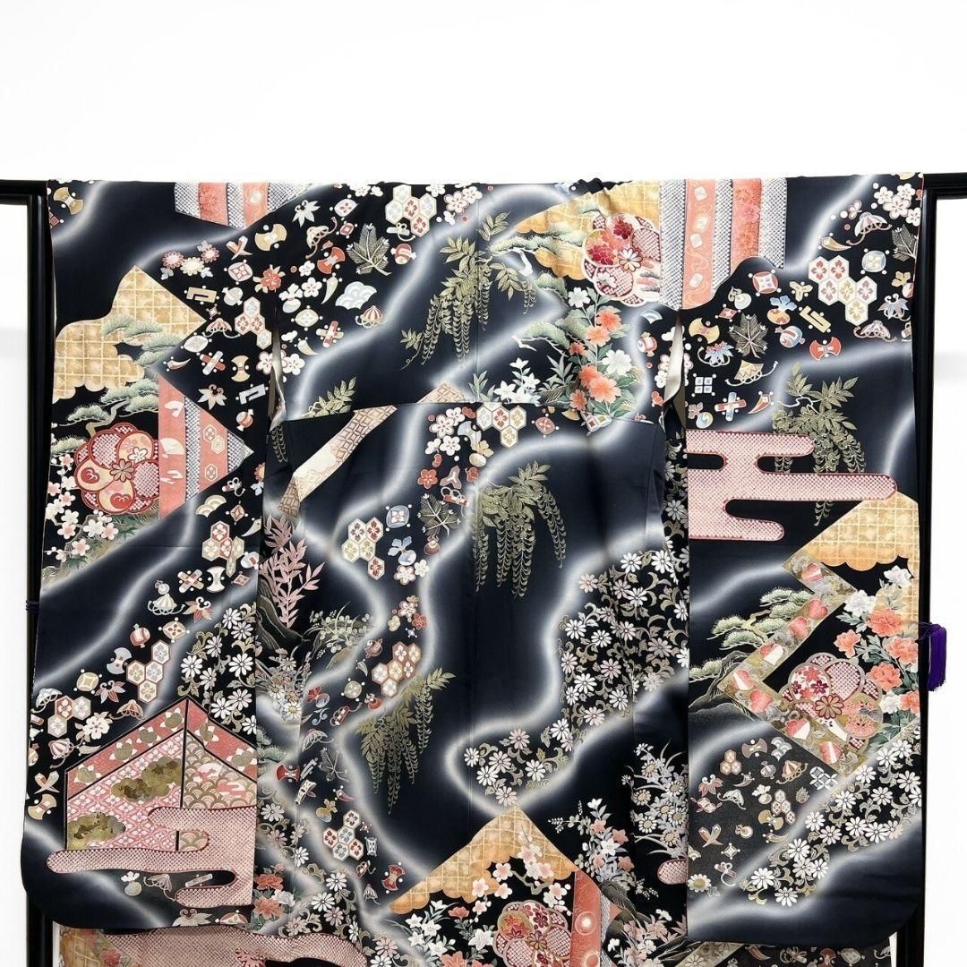 (あ867)振袖用長襦袢㊗️絞り染め 落ち着いた若草色 花模様は手描き✨ あ867)振袖用長襦袢㊗️絞り染め 落ち着いた若草色 花模様は
