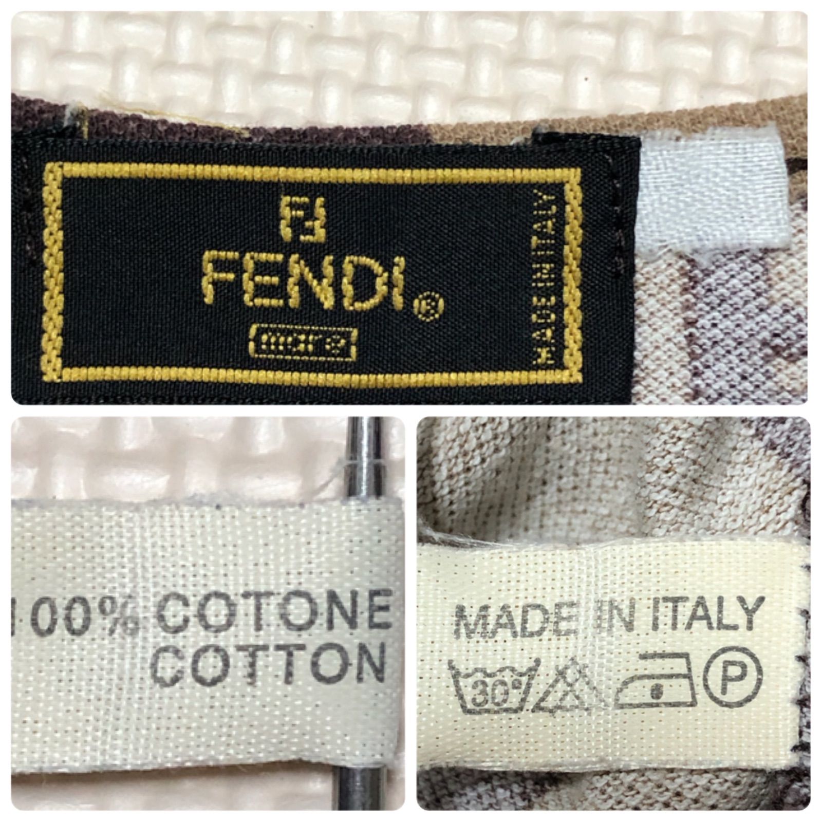□希少□FENDI フェンディ ズッカ×ペカン×市松模様ミックス T