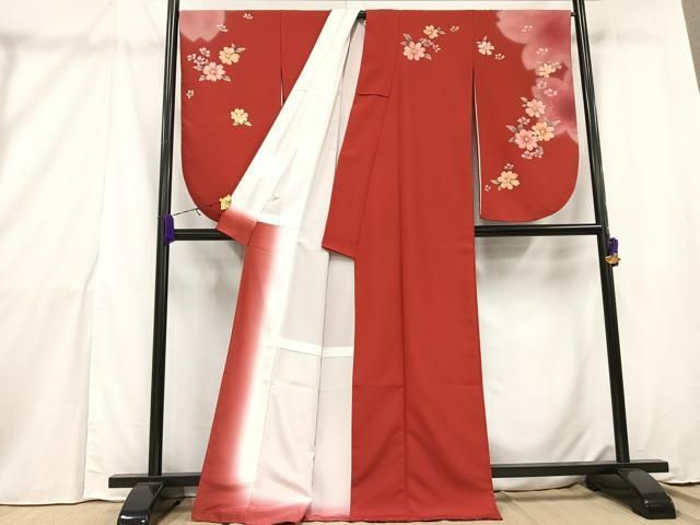 洗える着物 二尺袖 裄66 舞う花 素敵なデザイン 小振袖 正絹 AK-4803 平和屋着物□小振袖 二尺袖 舞花文 洗える着物 AAAX6426mf