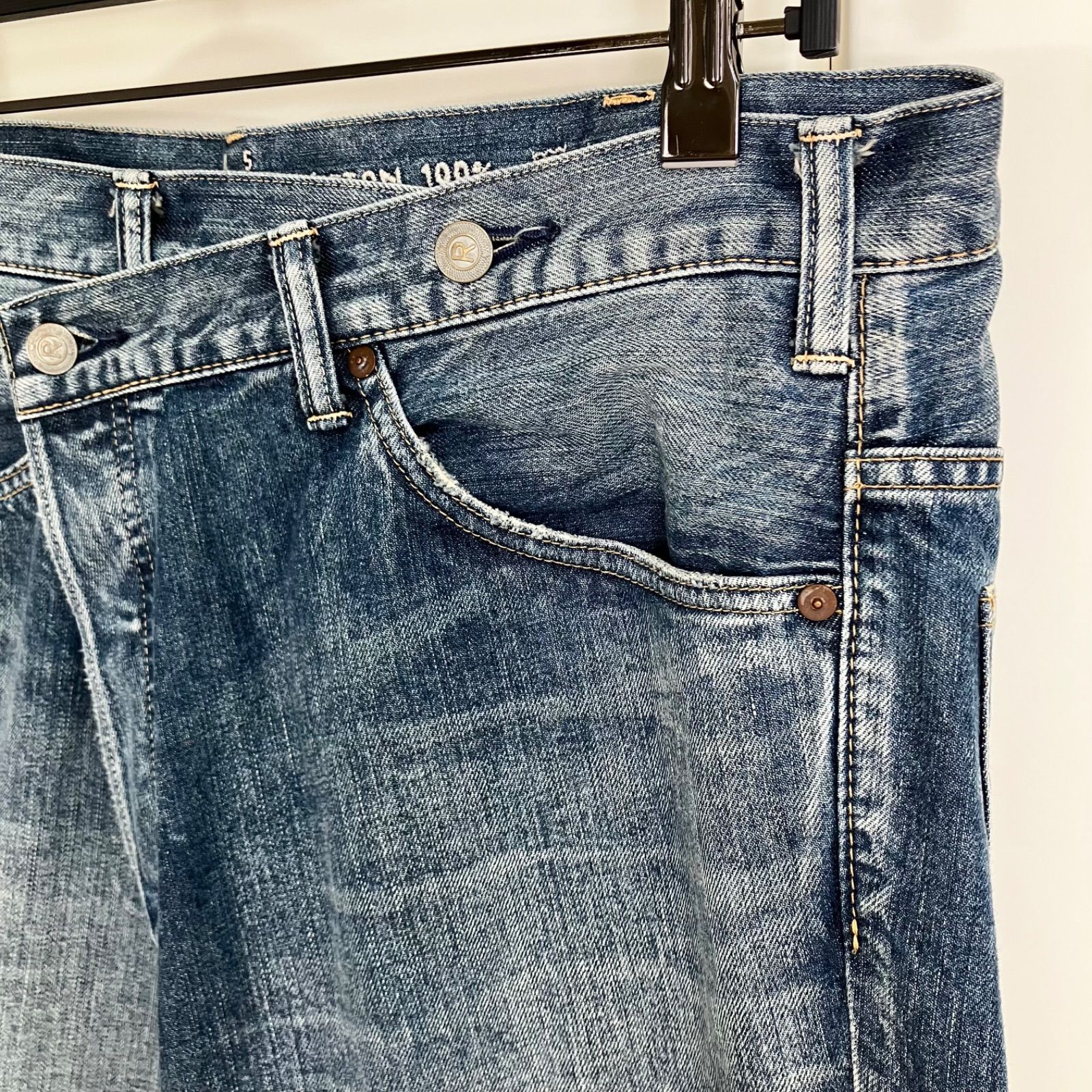 45R ライ麦デニムのクロスオーバーパンツ（重） デニムパンツ 34  