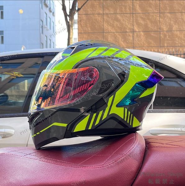 フルフェイスヘルメット ダブルレンズ バイク ヘルメット DOT承認 バイクヘルメット シールド色選択 高耐久性 安全性 通気性 バイク用 ライトグレー＆イエロー A22 FFCRYSTALESIA_COM