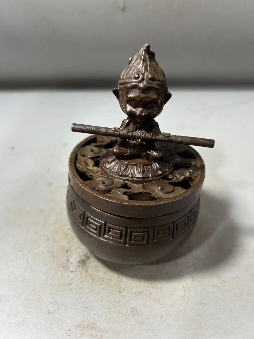 霊芝 銅器 蓋置 香道具 装飾品 工芸品 美術品 置物 銅器 浮彫