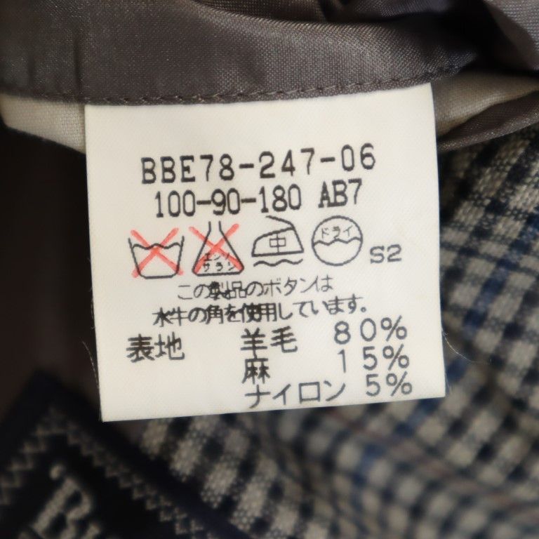 バーバリーズ 三陽商会 日本製 チェック柄 リネンブレンド ウール