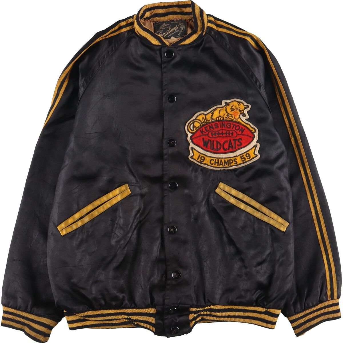 古着 50年代 SPARLINGS ワッペン付き サテンボタンスタジャン バー 