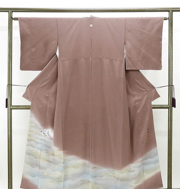 色留袖 正絹 じゅらく謹製 横山大観 身丈154cm 裄丈62.5cm 色留袖 三つ紋 リサイクル 着物 f0947