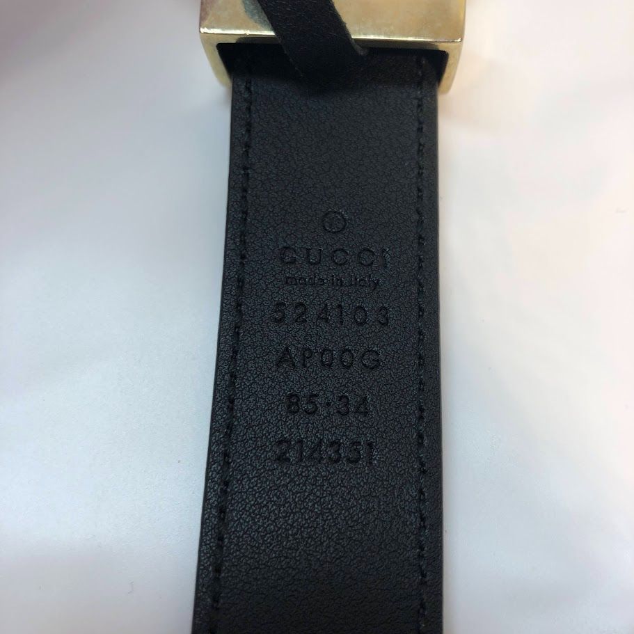 GUCCI グッチ レザー ベルト トーション ダブルG バックル ブラック  