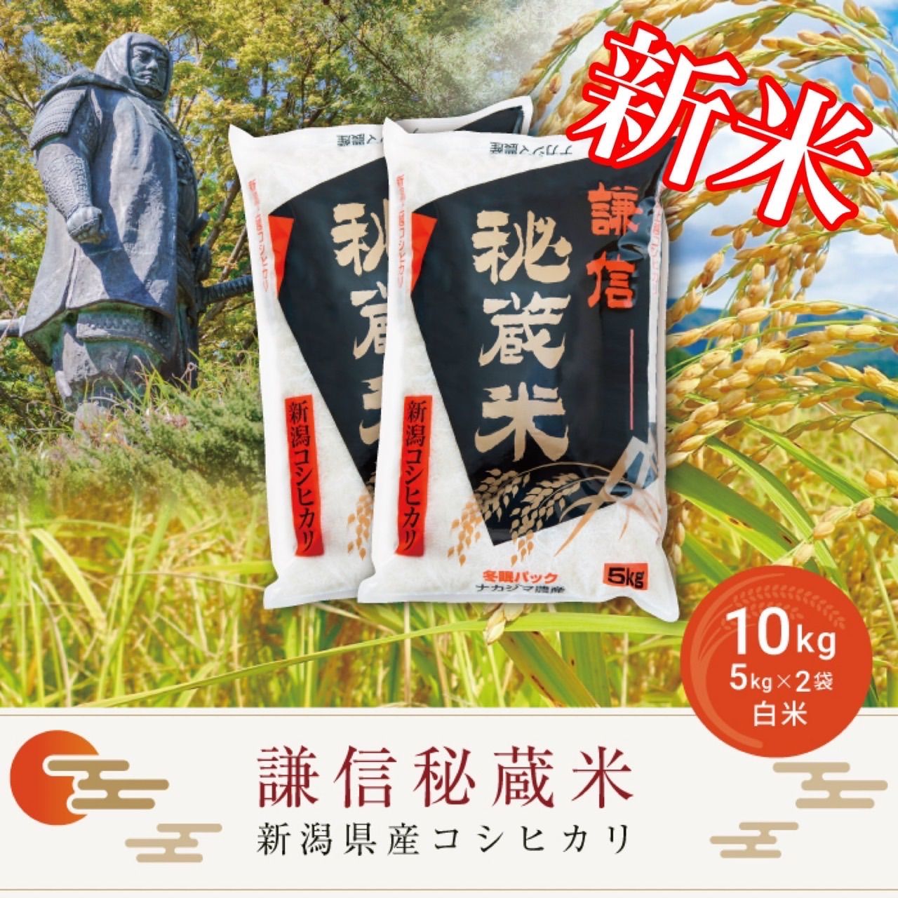 米10キロ コシヒカリ 新潟県産コシヒカリ 白米 新潟米 お米 謙信秘蔵米