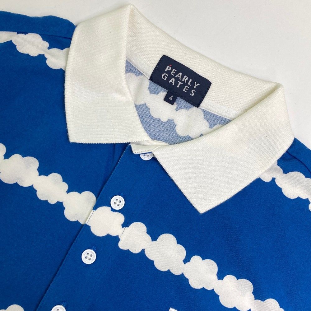 サイズ：4 PEARLY GATES パーリーゲイツ 半袖ポロシャツ 雲×ボーダー柄