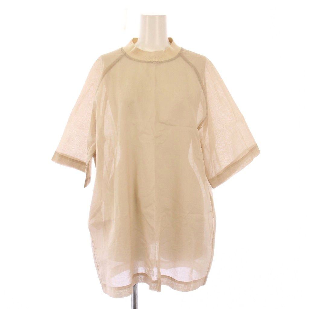 プランシー PLAN C カットソー 半袖 オーバーサイズ クルーネック シアー シースルー 無地 S ベージュ BB