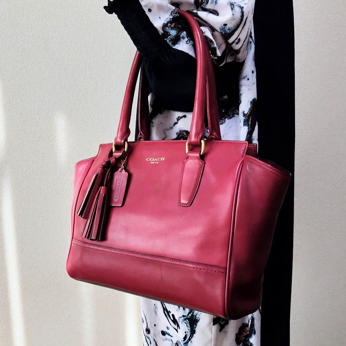 COACH レザー ビジネスバッグ レッド 