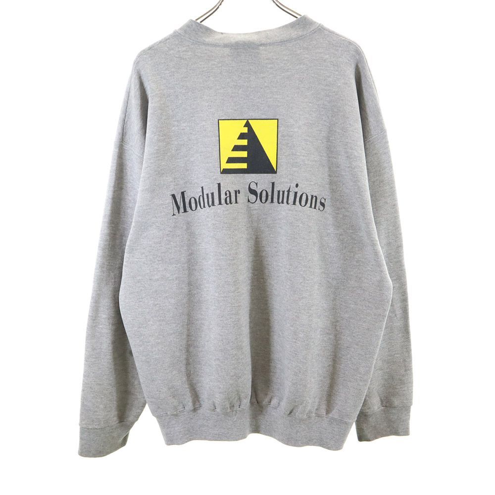 リー 90s バックプリント 長袖 トレーナー XL グレー Lee スウェット 裏起毛 オールド ヴィンテージ メンズ 古着 【240217】