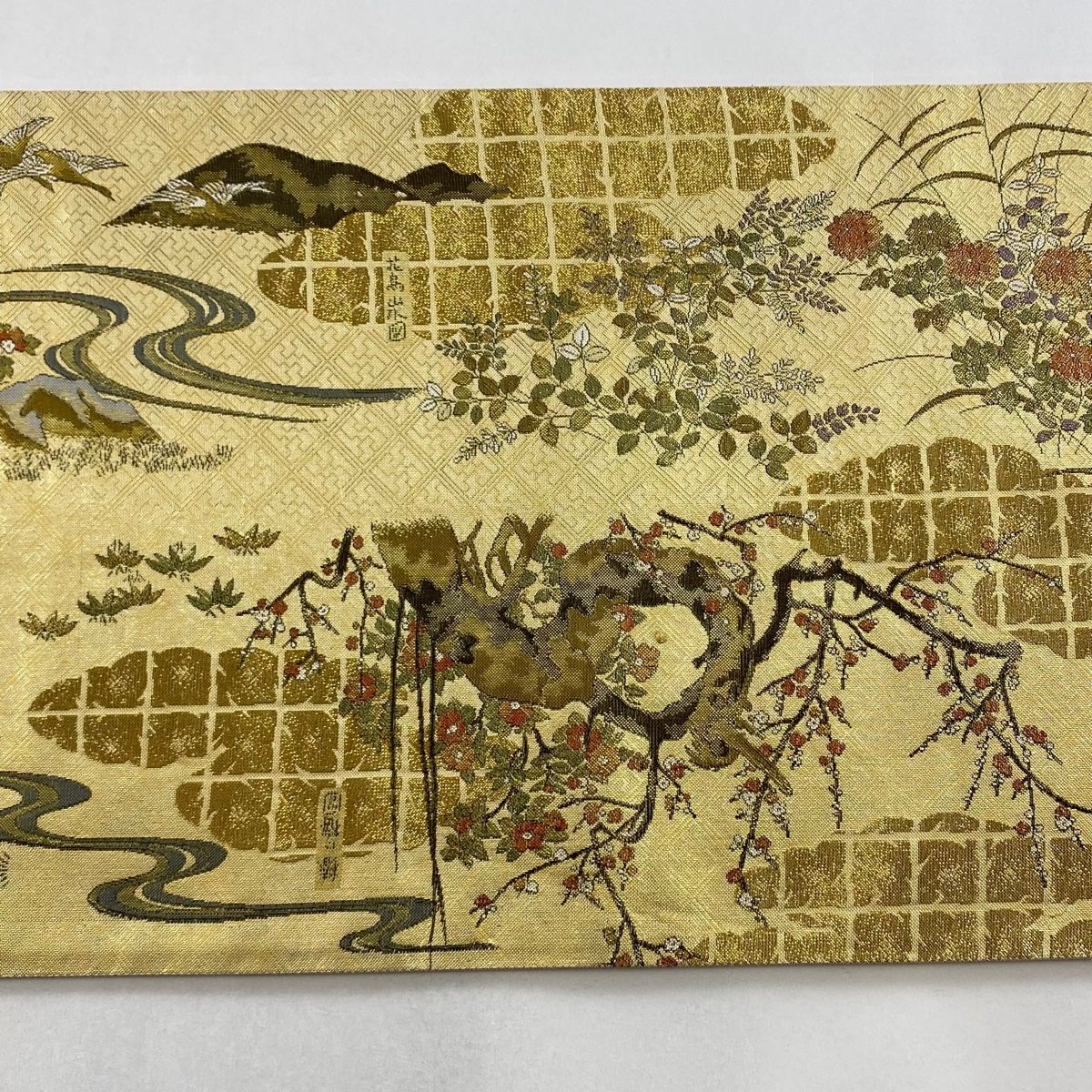 袋帯 美品 名品 鶴 波 箔 金色 全通 正絹 【中古】 - メルカリ