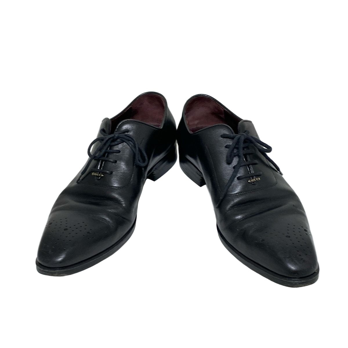 GUCCI グッチ シューズ 381 2 E メンズ - 147534 黒 パンチング アウトソール張替済 レザー