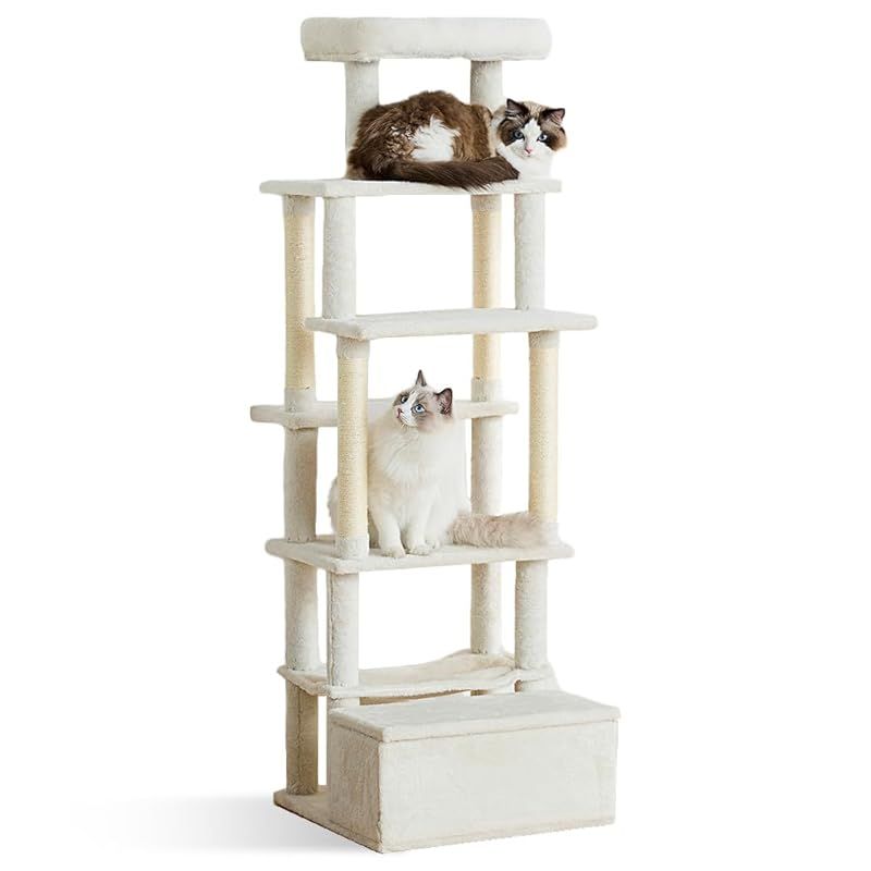 アイリスオーヤマ 収納付きファブリックキャットタワー SFC-157 ホワイト 0