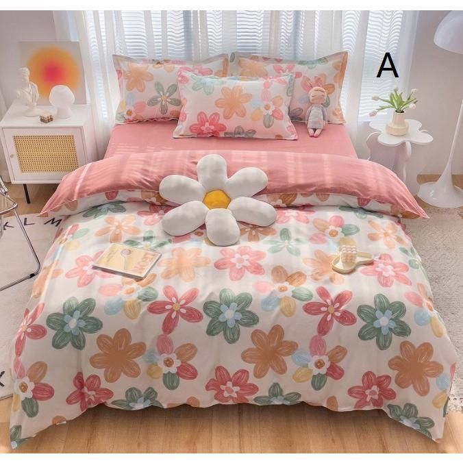 布団カバー3点セット４点セットシングルセミダブル姫系可愛いチェック柄韓国風寝具フリルベッドカバーシーツカバーフラットシーツベッドス