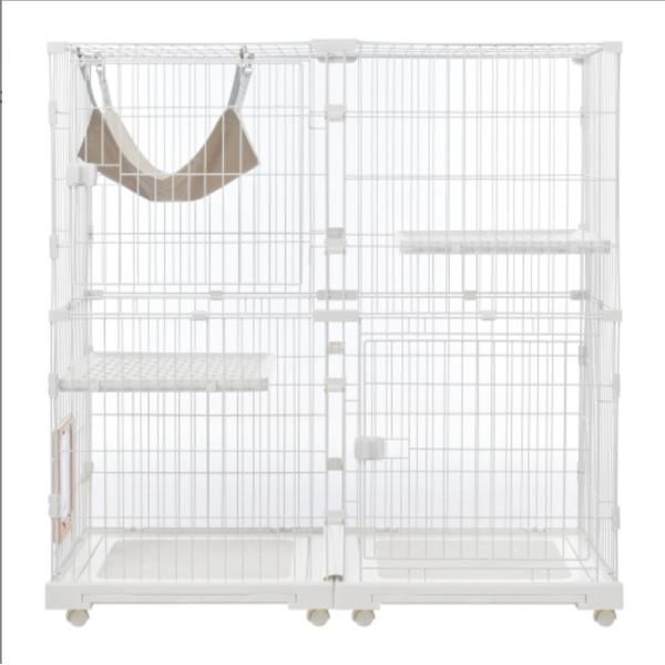  キャットケージ 猫ケージ 2段 幅広設計 自由 猫ドア 大型 猫ゲージ 感 多段 留守番 保護 脱走防止 多頭飼い 多頭 スチール 爆買 キャットケージ 猫用品