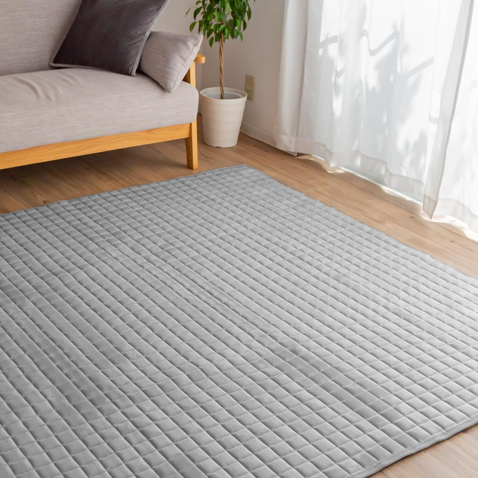 Colorsroom カーペット キルトラグ 洗える 190×240cm 約3畳 厚さ20mm 超柔らかい肌触り 光触媒消臭 防音 撥水加工 ラグ ラグマット 絨毯 オールシーズン 抗菌防臭 ホットカーペット対応 無地 グレー