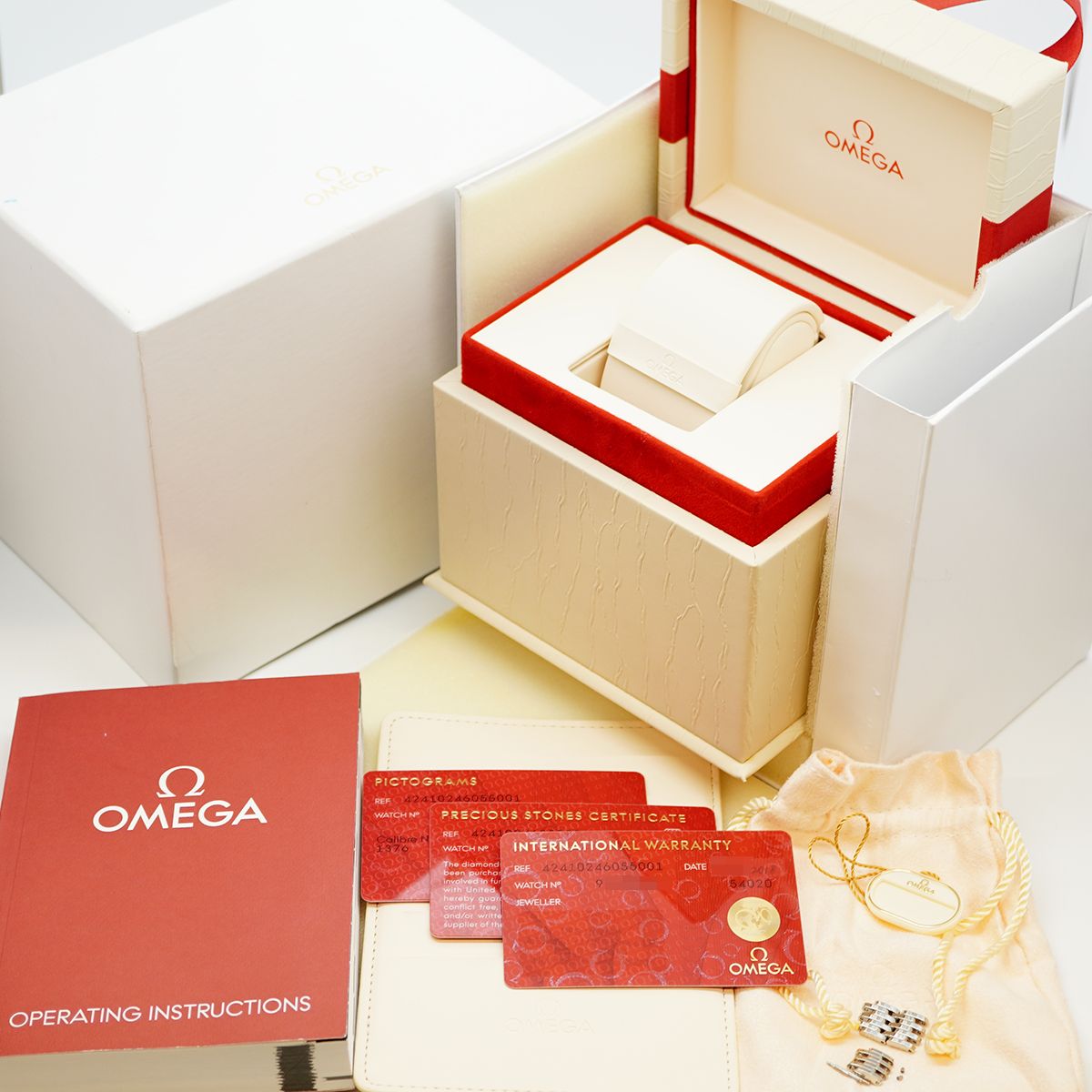 5wwi0256 オメガ デ ヴィル 424.10.24.60.55.001 白文字盤 腕時計 レディース