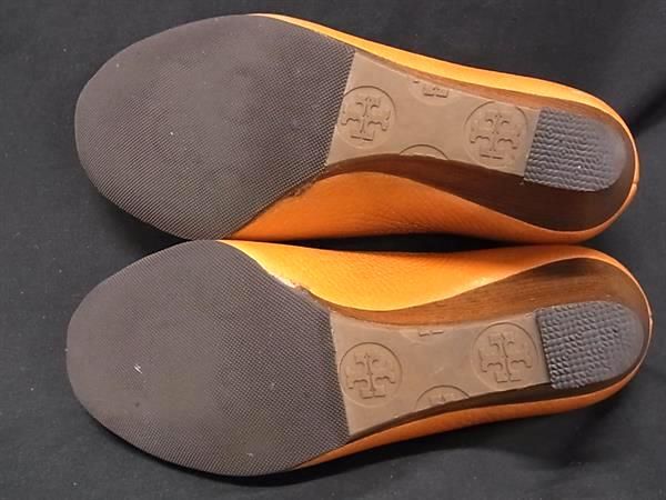 未使用級美品 トリーバーチ オープントゥ パンプス ウェッジ レザー 23.5 美品】トリーバーチ ウェッジソール オープントゥパンプス